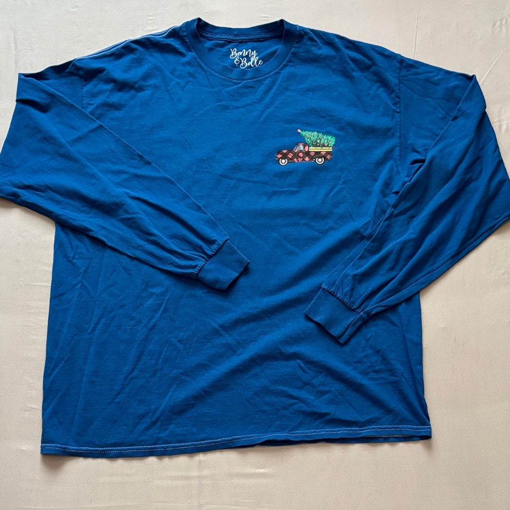 Men's Blue Graphic Long Sleeve Tee